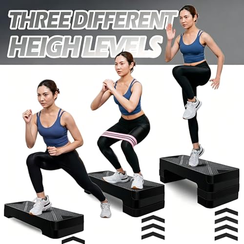 Aerobic Step Platform, Non Slip Adjustable Height Step Trainer - color: Black