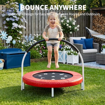 Garvee 36" Toddler Foldable Trampoline w/Handle & Safety Pad for Kids