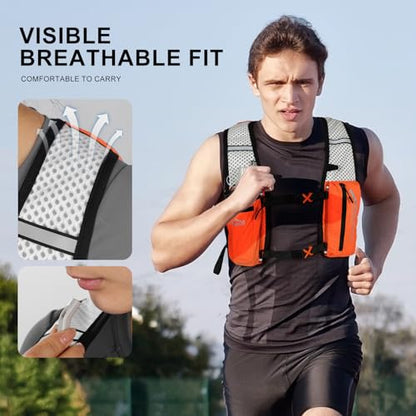 INOXTO Running Hydration Vest Backpack,Lightweight Insulated Pack with 1.5L Water Bladder Bag Daypack for Hiking Trail Running Cycling Race Marathon for Women Men - color: Orange stripes