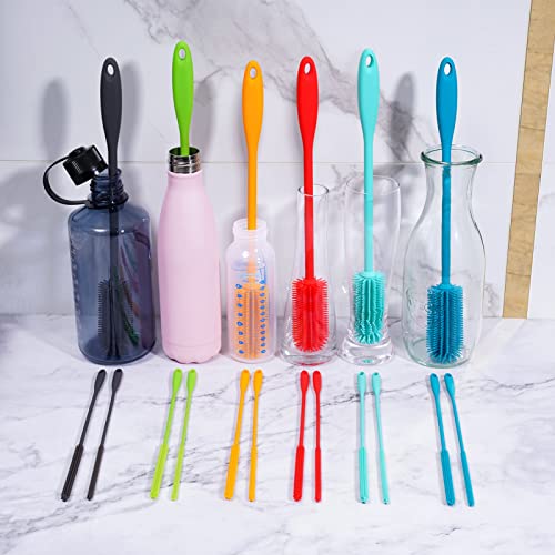 3-in-1 Silicone Bottle Brush with 2 Straw Cleaners, Turquoise