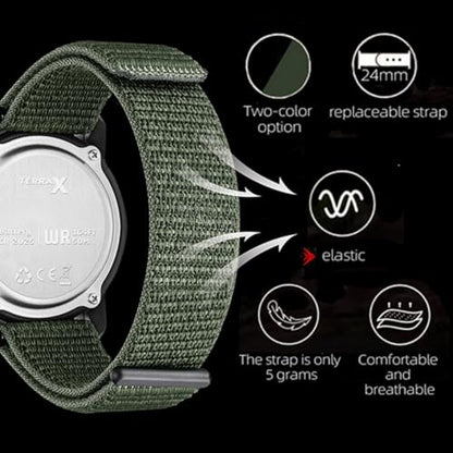 Digital Watch for Men Tactical Military Waterproof Sports Wristwatch Nylon - color: Black