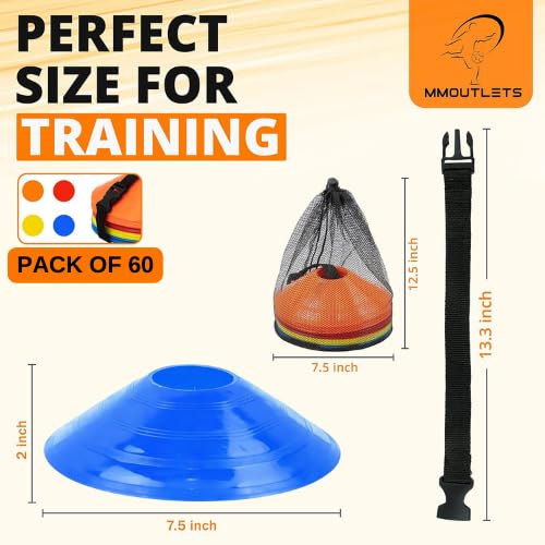 Soccer Training Cones Set, 75/50/25 Pack with Strap Holder & Carry Bag - color: Multi