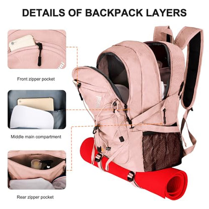Goloni 45L Foldable Hiking Daypack, Lightweight Water‑Resistant Backpack - color: Pink