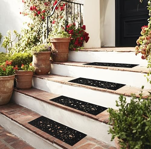 Stair Treads — 4 Pack 10x30 inch Non-Slip Rubber Stair Mats - color: Black, size: 4 Pack