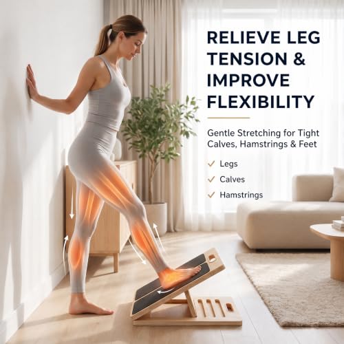Wooden Slant Board for Calf Stretching, Adjustable Stretch Board