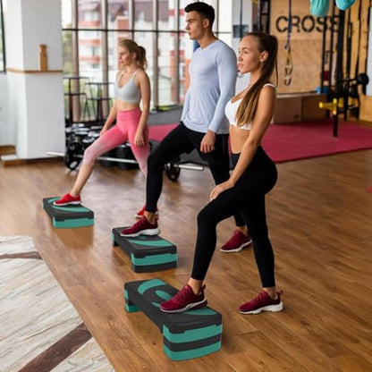 Fitvids Workout Step Aerobic Platform – 31" Exercise Step with 3 levels Adjustable Height – nan – - color: Green Jasper