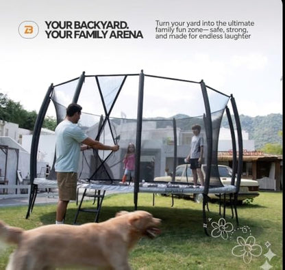 Trampoline Outdoor 10FT 14FT 16FT with Enclosure,5 Reinforced U-Shaped Legs with Center Support,ASTM Approved,Recreational Trampoline for Kids and Adults - size: 14FT