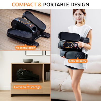 Under Desk Elliptical Exercise Machine, Electric Leg Exerciser with 12 Speeds, Forward & Reverse Modes,Quiet Compact Seated Pedal Stepper Machine with Remote Control for Seniors & Adults - color: Black