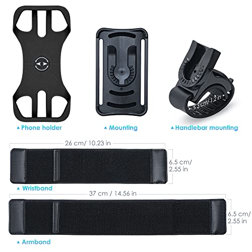 Cikyner 3 in 1 Running Armband, 360° Rotatable & Detachable Sports Armband - color: G4Black