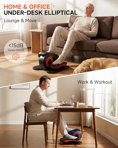 GORISE Under Desk Elliptical Exercise Machine, Seated Pedal Exerciser Leg Exerciser as Seen on TV with Remote Control & 10 Adjustable Speed for Seniors & Women Home Ussage - style: 001 with Foot Massage