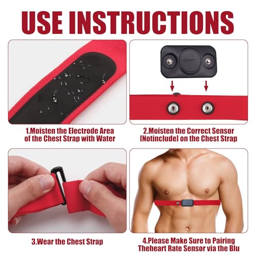 Heart Rate Monitor Chest Band for Polar H10 H9 H7, Adjustable Waterproof Replacement Chest Strap Compatible with Polar Garmin - style: Red