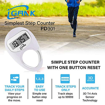 Simple Walking Pedometer 3D Step Counter for Men Women Kids - color: White