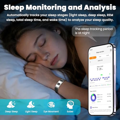 Smart Fitness Tracker with 24/7 Heart Rate, Sleep Tracking, IPX8 Waterproof, HD Display, 24+ Sports Modes, Pedometer, Phone Notifications, Music Control(Silver)