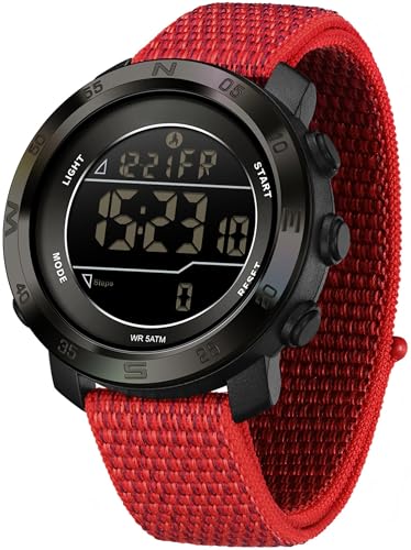 Pedometer Watches for Men Women Step Counter Watch No Phone No App Needed - color: Black Red