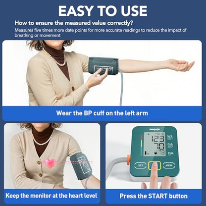 maguja Upper Arm Blood Pressure Monitor Auto Digital for Home Use (Green) - color: Green