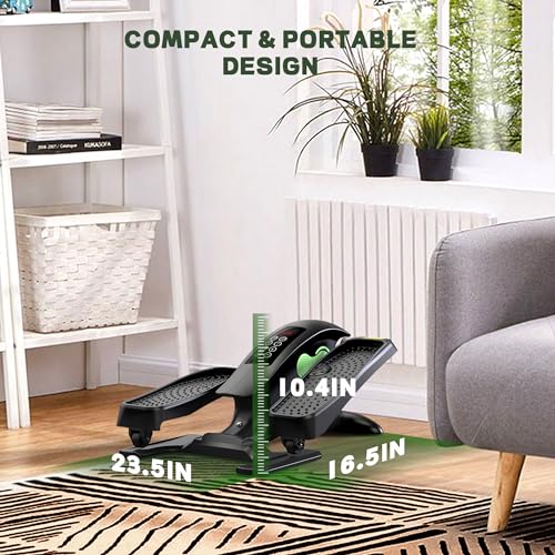 UPREIGN Under Desk Elliptical, Portable Seated Elliptical Exercise Machine, with Touch Screen Control Panel and Remote Control for Home or Office Use. Bluetooth Connectivity Enabled.