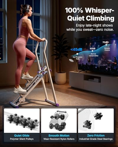 MERACH Stair Stepper with Adjustable Resistance, Foldable Stair Climber - color: White & Purple