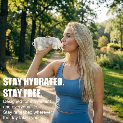 Richboyz 500ml Running Soft Flask: Leakproof TPU Hydration Bottle for Trail Runners & Cyclists & Hikers – Lightweight & BPA-Free Folding Water Bottle (White Eagle)
