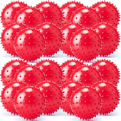 Jerify Knobby Balls Spiky Sensory Bouncy Balls Bulk - color: Red