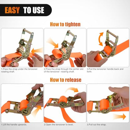 Nilight E-Track Ratchet Straps 2 Pack 2" x 12' - color: 2" x 12' E-Track Ratchet Straps