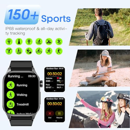 Advanced Health Smartwatch for Women Men with Real-Time Monitoring of Heart Rate, Blood Oxygen, Body Temperature, Blood Pressure, Sleep Auality and Stress Levels (Blue) - color: Blue