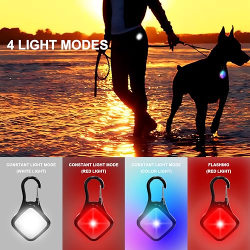 Dog Collar Light 4 Modes RGB Lights High Capacity USB Rechargeable Dog Light Waterproof for Night Walking(2 Pack Black) - color: Black