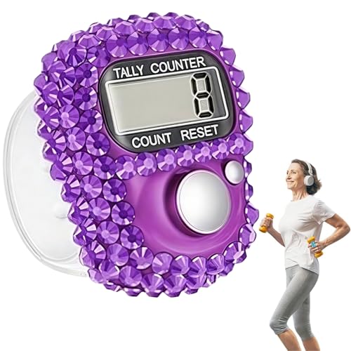 Electronic Tally Counter with Display, Resettable Portable Electronic Finger Counter for Golf, Track and Field, Lap Counting - color: Purple