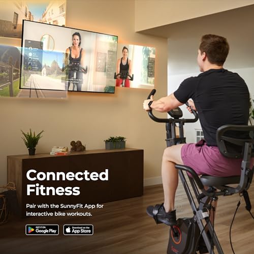Sunny Health & Fitness Smart Foldable Magnetic X-Bike, Low-Impact Workouts - color: Dark Grey