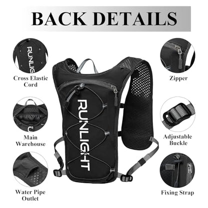 Runlight Running Vest for Women Men Lightweight Hydration Backpack Pack with 1.5L Water Bladder Bag Hydro Daypack for Hiking,Trail,Skiing,Camping,Cycling,Race,Marathon - color: Black