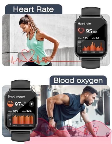 Smart Watch for Men Women with Call Function, Sport & Metal Bands Black - color: Black