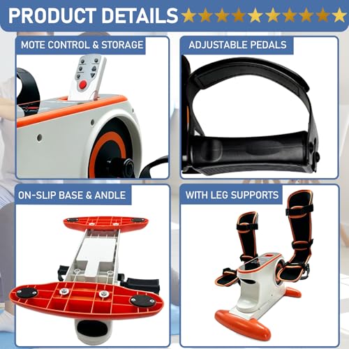 PHYCISER Electric Pedal Exercise Bike with Leg Support, 2-in-1 Motorized Exerciser for Seniors & Limited Mobility, 20 Speeds, Anti-Spasm, Rehab Physical Therapy for Knee/Ankle Post-Surgery Recovery