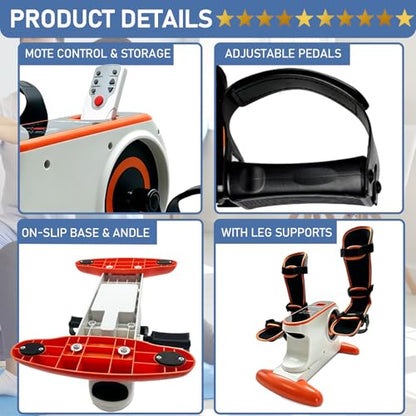 PHYCISER Electric Pedal Exercise Bike with Leg Support, 2-in-1 Motorized Exerciser for Seniors & Limited Mobility, 20 Speeds, Anti-Spasm, Rehab Physical Therapy for Knee/Ankle Post-Surgery Recovery