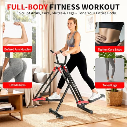 Air Walker Exercise Machine, HOWHAI Space Walker Elliptical Training for Home Gym, 30" inch Stride Low-Impact Compact Glider Steppers for Men and Women Full-Body Cardio & Leg Stretch
