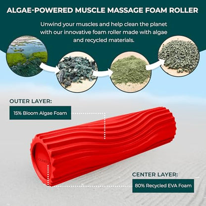 Oceanfoam Tidal Roller - Muscle Massage Foam Roller for Exercise (Red) - color: Red
