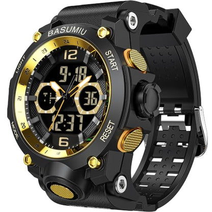 Military Digital Watches for Men Waterproof Work Mens Watch Sports - color: G-Gold2