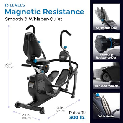 Teeter FreeStep Recumbent Cross Trainer Stepper, Zero-Impact Exercise Bike Alternative w/Patented Physical Therapy Stride, Up to 350lb, Free App w/Trainer Workouts - style: LT3