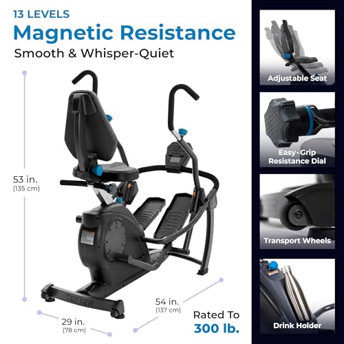 Teeter FreeStep Recumbent Cross Trainer Stepper, Zero-Impact Exercise Bike Alternative w/Patented Physical Therapy Stride, Up to 350lb, Free App w/Trainer Workouts - style: LT3