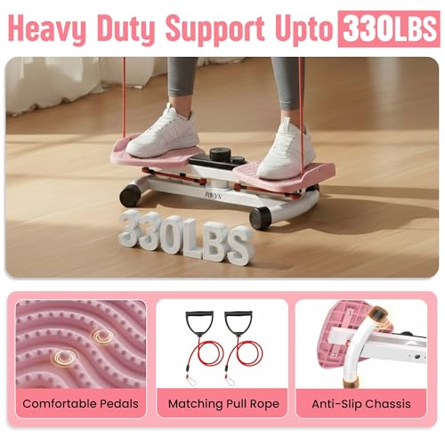 Waist Twister Exercise Fitness Tool, Ab Twister Board with Smart LED Digital Monitor, 300 lbs Capacity, 20dB Ultra-Quiet Noiseless, Anti-Slip Home Gym Equipment for Women Belly Fat Loss - color: pink