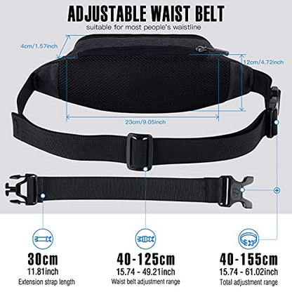 WATERFLY Small Fanny Pack Crossbody Lightweight Waist Bag for Woman Man - color: Black
