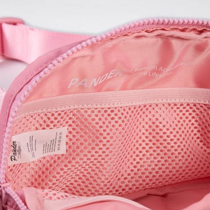Pander Nylon Fanny Pack for Women, Two-Way Zipper Crossbody Bag - color: Light Pink