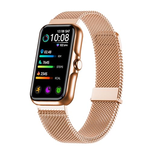 Health Fitness Tracker, Smart Watch with 24/7 Heart Rate and Blood Oxy-gen Monitor, Sleep Tracker with IP68 Waterproof, Activity Tracker Pedometer Step Counter for Women Men - color: Pink Gold