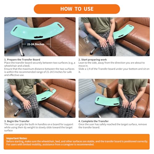 Transfer Board and Slide Board for transferring, Sliding Board Transfer to Wheelchair ，Patient Transfer ，Transfer Boards from Wheelchair to Car, Toilet, Tub, Slide Sheet, （Patented Product） - color: Transfer Board + Slide Sheet（28"x28"）
