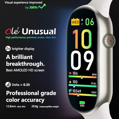 FITVII Slim Fitness Tracker with Blood Oxygen, Blood Pressure, 24/7 Heart Rate and Sleep Tracking, IP68 Waterproof Activity Trackers and Smart Watches with Step Tracker, Pedometer for Women Men - color: OFF White