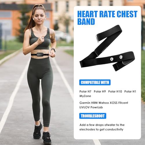 Heart Rate Monitor Chest Band for Polar H10 H9 H7, Adjustable Waterproof Replacement Chest Strap Compatible with Polar Garmin - style: 2 Pack Black