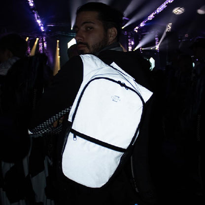 RAVERUNNER® Anti-Theft Hydration Backpack | Festival Approved Rave Backpack for Concert Goers, Leak-Free Festival Water Backpack for EDC, Rave Hydration Pack - color: Reflective
