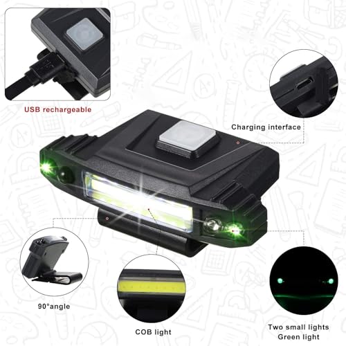 Mudder 2 Pcs Mini Ultra Bright LED Clip on Cap Lights USB Rechargeable