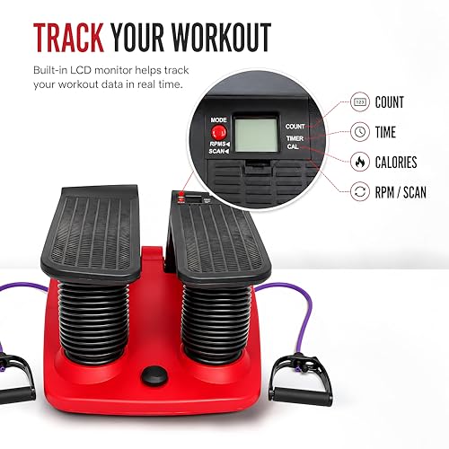 Air Stepper Machine with Resistance Bands - color: Red / Black