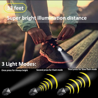 2 Pcs Rechargable Clip on Clog Headlights Lights Flashlights for Shoe,Waterproof Hands Free Flashlights with 3 Light Modes,Clip on Shoe Light Attachment Charm, Accessories for Camping,Cycling,Walking - color: -Black