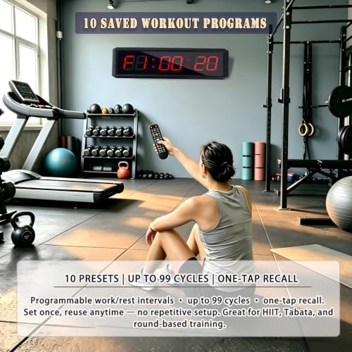 Independent Button Type 1.5-inch Fitness Room Rest Timer, Suitable for Gym Exercise/School/Home Exercise/Boxing Gym/Indoor Rock Climbing (1.5 inch 6-Digit red)