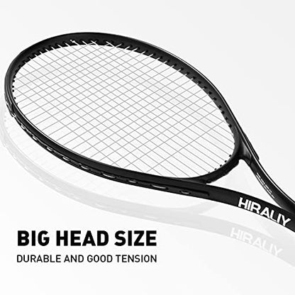 HIRALIY 27-Inch Tennis Racket for Adults with Ball and Carry Bag - color: Light Black-1 Pack